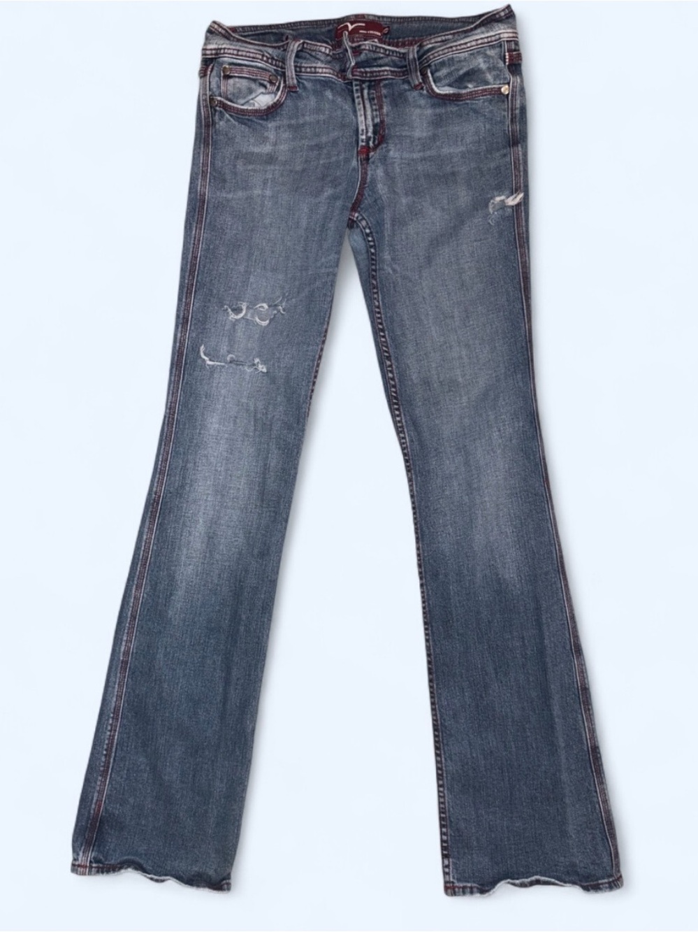 Miss Vigoss Distressed Low Rise Bootcut Jeans - Size 13/14